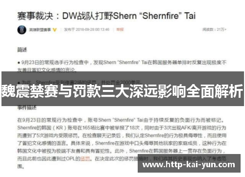 魏震禁赛与罚款三大深远影响全面解析